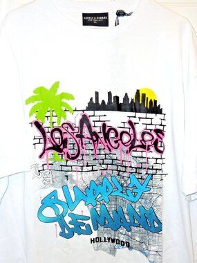 NWT Supply & Demand Men's White Los Angeles Graphic T Shirt Size 2XL